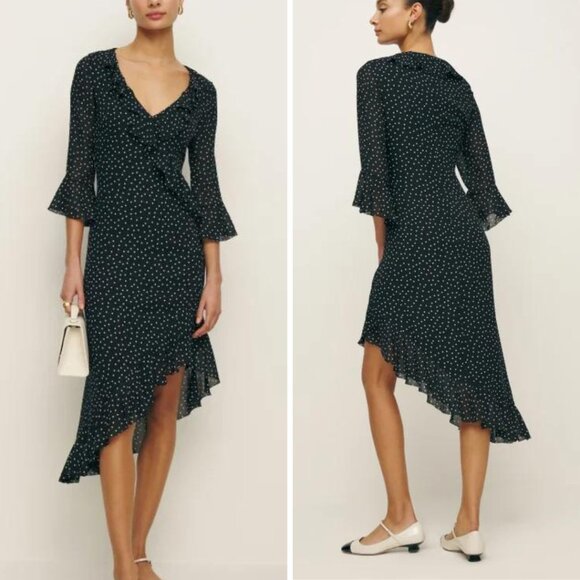 Reformation Dresses & Skirts - NEW Reformation Roseanna Dress in Selene (Black/White Polka Dot), Size 4